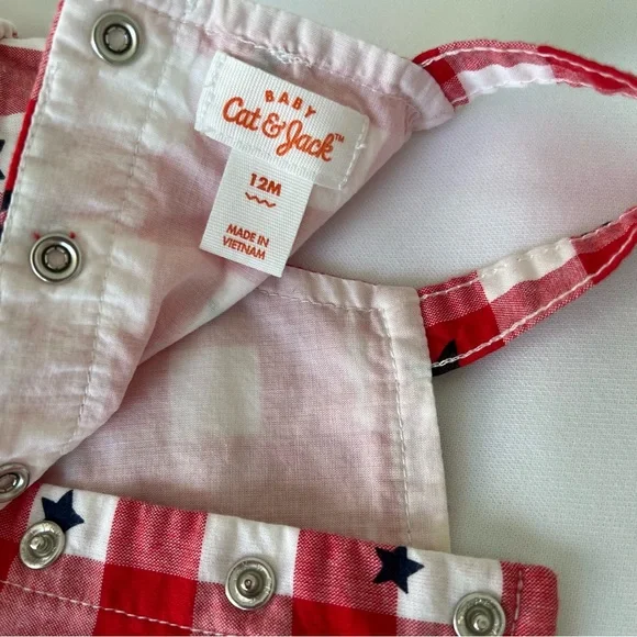 Cat & Jack Baby 12M Red Gingham Star Romper - Picture 11 of 13